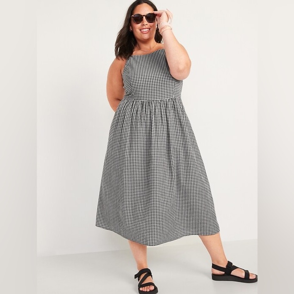 Old Navy Fit & Flare Gingham Midi Cami Dress